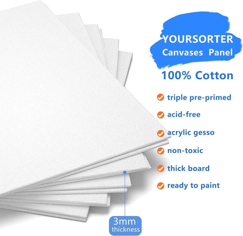 YOURSORTER Small Canvases for Painting 5x7 inch, 48 Pack Bulk Painting Canvas Boards for Novices & Artists, Gesso Primed Acid-Free 100% Cotton, Mini Blank Canvas Panels for Oil, Watercolor, Acrylic - Image 4